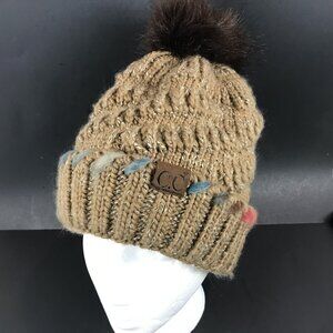 Brown CC Designs Knit Pom Pom Hat, OS
